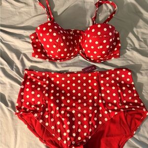 Adore Me Red and White Polka Dot Bikini